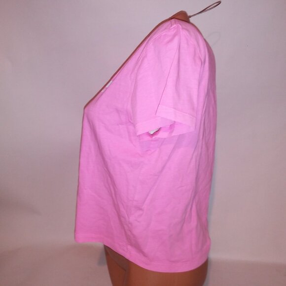 Victoria Secret PINK Tee T Shirt Medium Neon Pink Solid Short Sleeve Crew Neck G - Picture 6 of 9